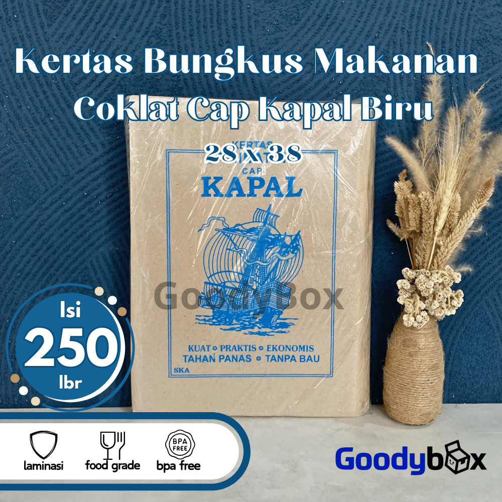 GoodyBox - Kertas Bungkus Makan Coklat Cap Kapal Biru / Kertas Nasi Padang / Kertas Nasi Coklat