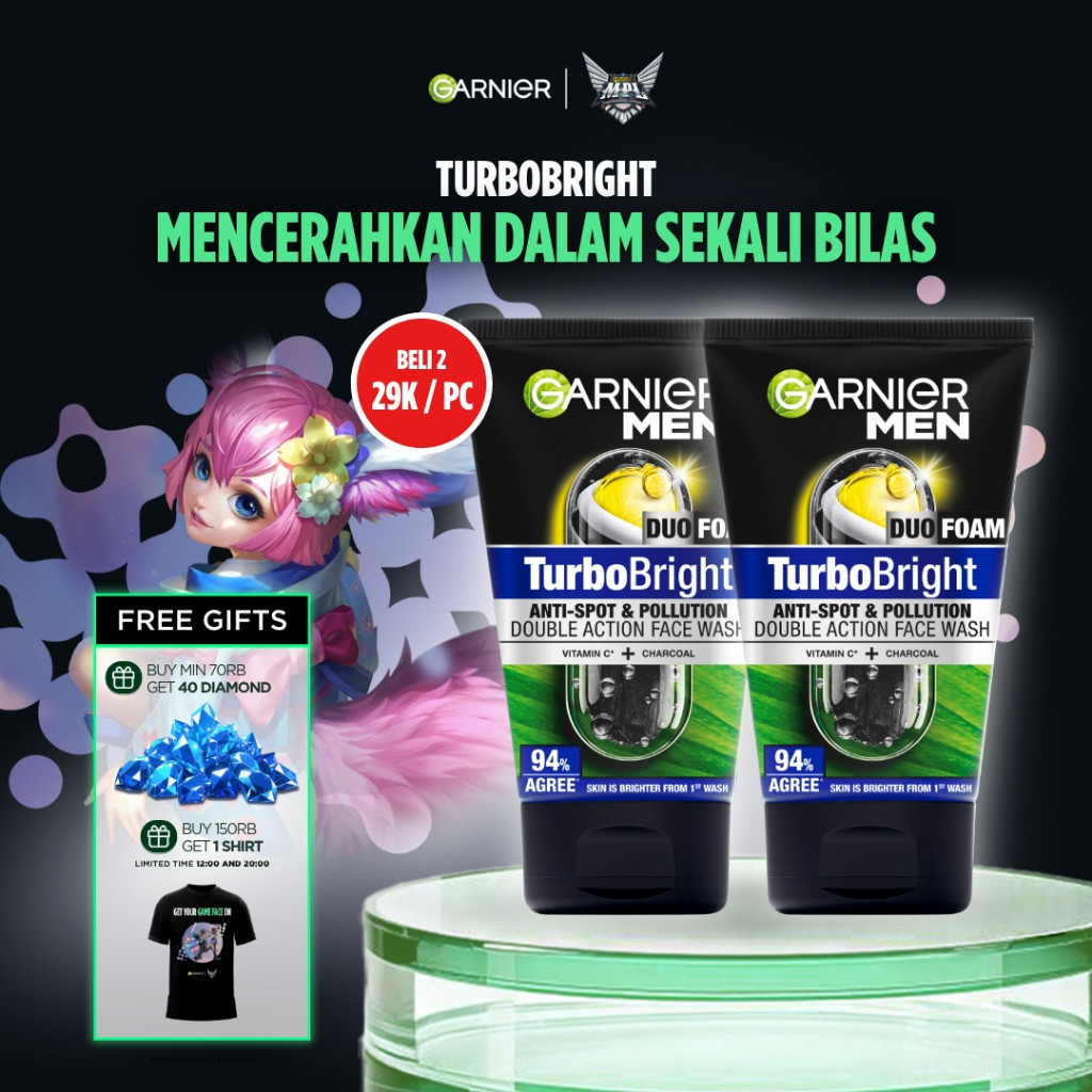 [PAKET HEMAT ISI 2] GARNIER Men Facial Wash Turbo Bright Super Duo Foam Skincare 100ml Sabun Cuci Mu