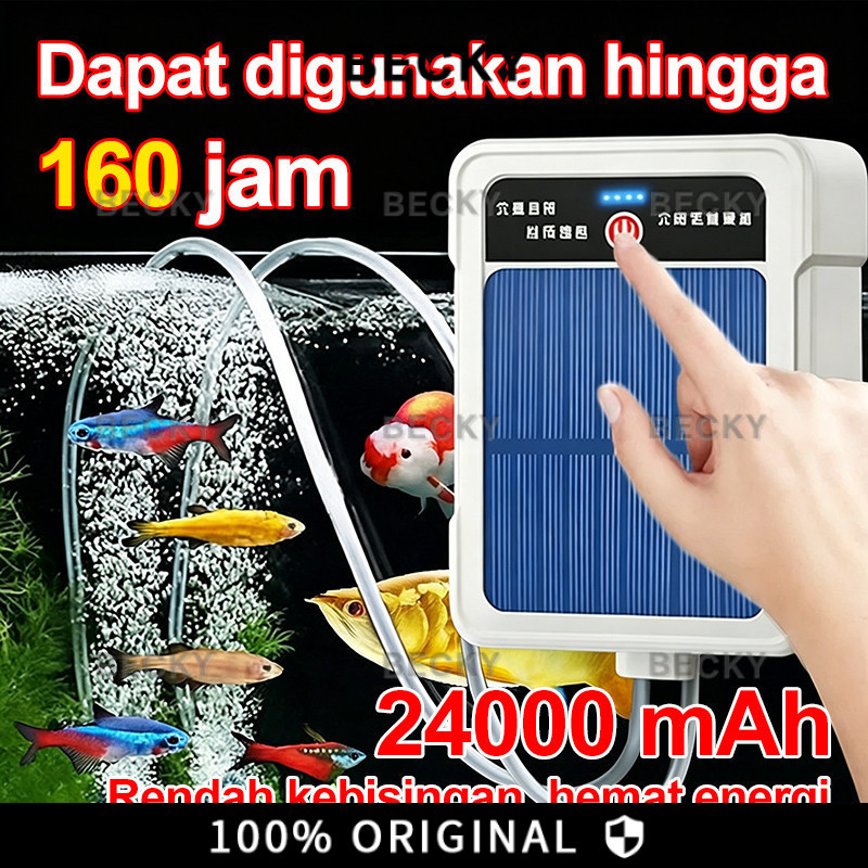 [Daya Tahan 160 Jam] Pompa Oksigen Tenaga Surya, Gelembung Merata Dan Padat, Pompa Oksigen Akuarium,