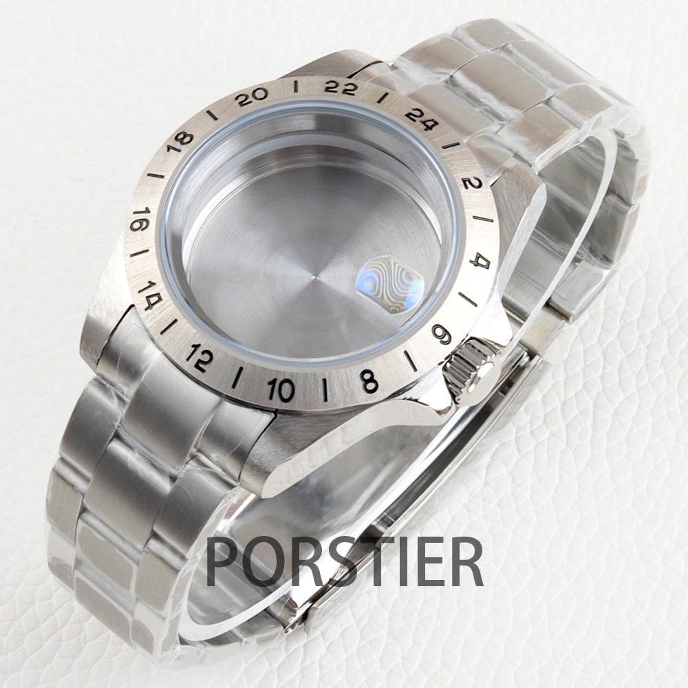 Casing Jam Tangan 39mm EXP 24 Jam GMT Bezel Solid NH35 untuk NH34 NH35 NH36 Kaca Safir Casing Pria T