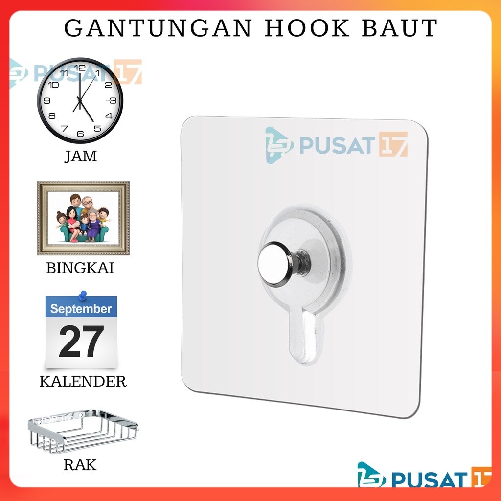 TEMPELAN HOOK BAUT PAKU / TEMPELAN DINDING AJAIB BAUT GANTUNGAN HOOK MAGIC TEMPEL PEREKAT TANPA BOR