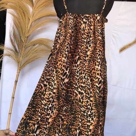Gratis Ongkir Mini Dress Yukensi Rayon Leopard Macan  Daster Bigsize Jumbo Besar