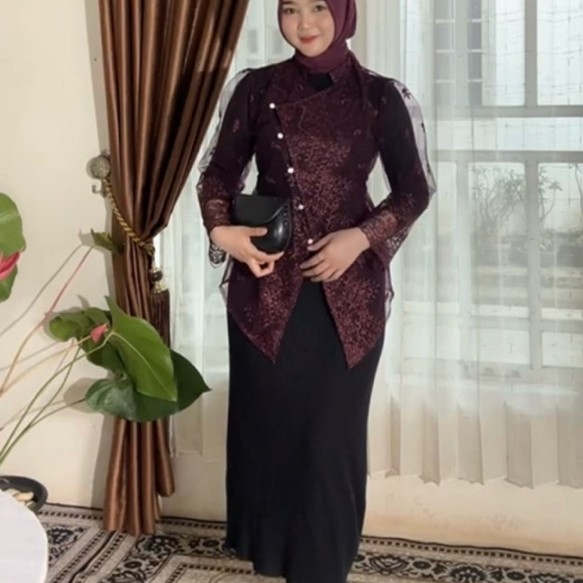 outer brokat kebaya janggan / outer tunik brokat modern / outer kebaya wisuda pesta