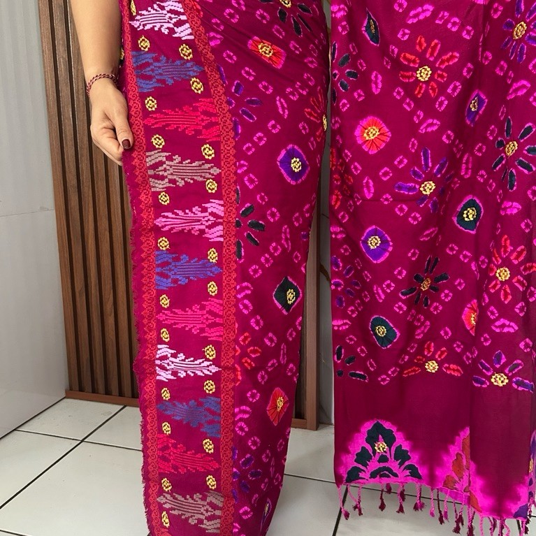 Ready Jumputan Sutra Kalianget Tumpal Songket ori
