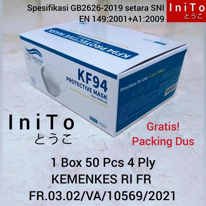Masker KF94 Korea Masker KF 94 4Ply Masker Disposable Masker KF94 - Putih, 1 Box = 50 Pcs