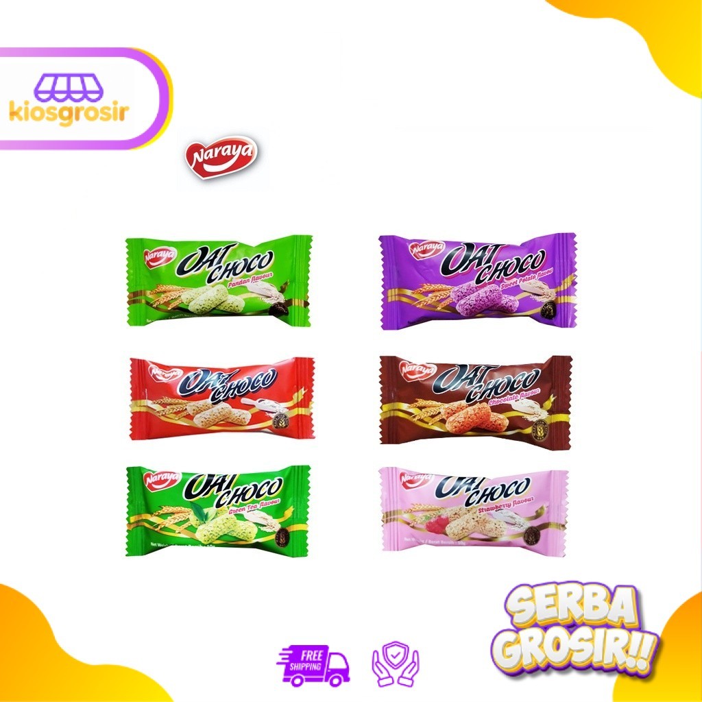 KIOSGROSIR Naraya Oat Choco 10 Gram ECER Original Pandan Strawberry Sweet Potato