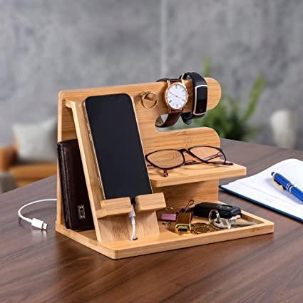 Ras99 Docking Station Stand HP Dompet Kunci Kacamata Jam Tangan Dan Aksesoris Terbuat dari Kayu