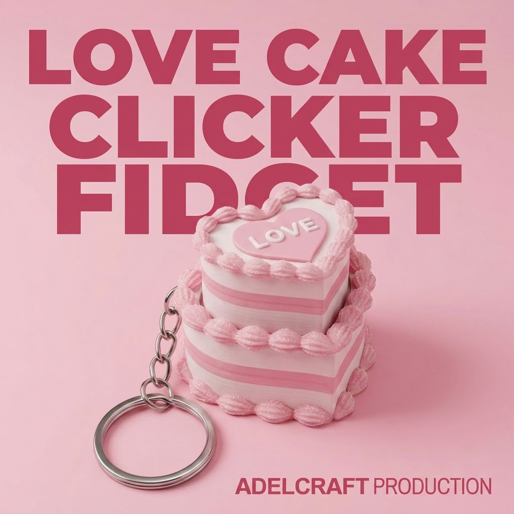 Love Cake Clicker Fidget Gantungan Kunci Mechanical Keyboard 3D ASMR PETG Kue bentuk Hati