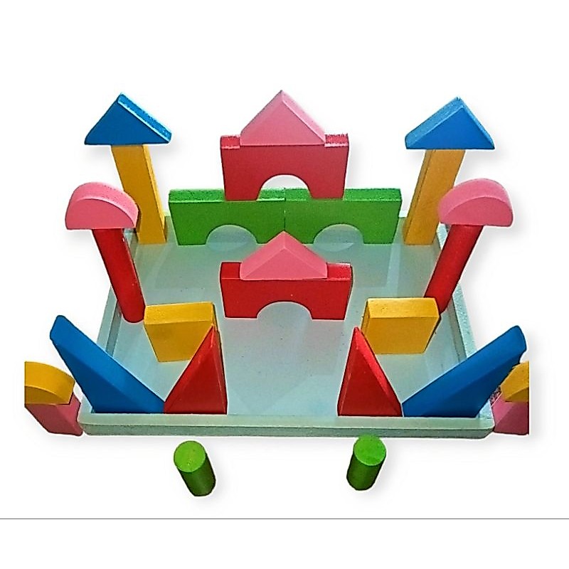 Mainan Edukasi Anak/ Susun Balok Warna 26 pcs / Mainan Kayu Edukatif / Mainan Anak TK Paud
