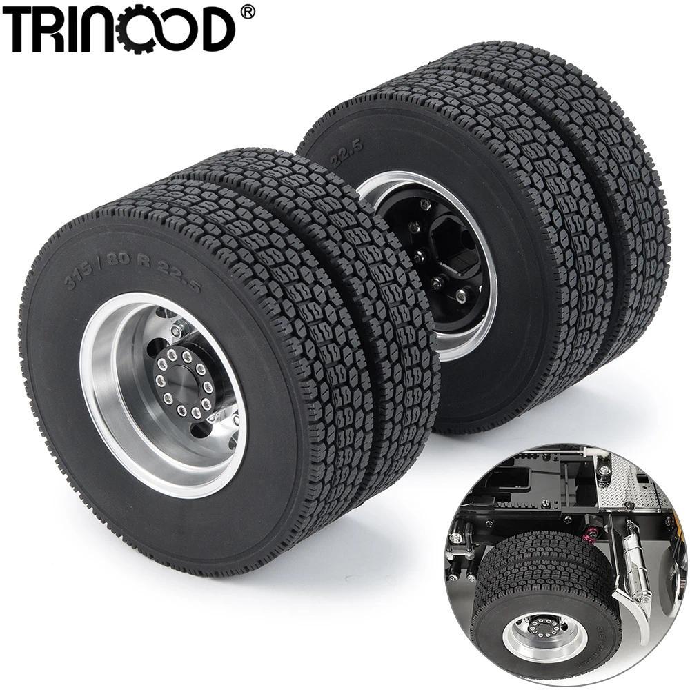 TRINOOD Tamiya Kit Hub Velg Roda Belakang dan Ban Karet untuk Truk Traktor Tamiya 1/14, Trailer, Tru