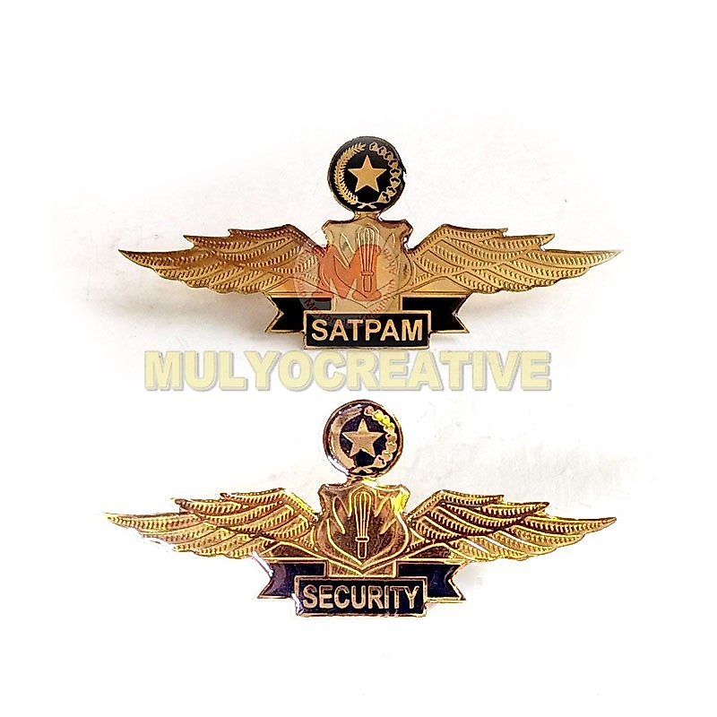 Lencana Wing Logo Bintang Padi Dan Kapas Satpam Security Pengait Magnet