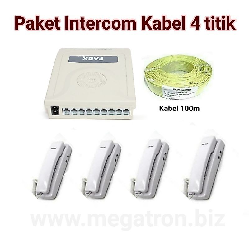 Paket Intercom kabel 4 titik (Pesawat Telpon) - Semua bisa saling berkomunikasi satu sama lain