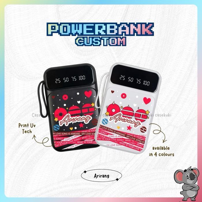 POWERBANK CUSTOME BY CASEKUKI 10.000 mAh built-in 4-kabel  Air Travel Friendly - Arirang, Hitam
