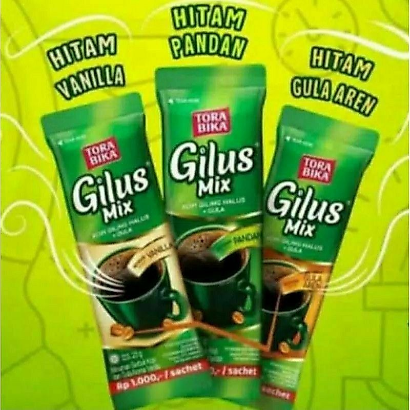 KOPI TORABIKA TORA BIKA GILUX MIX GULA AREN 1 SACHET/PCS (23 GRAM) DAN TERSEDIA 3 VARIAN RASA