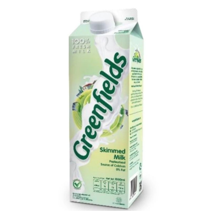 Greenfields Skimmed Fresh Milk Susu Segar Skim Tanpa Tutup 1 L (12pcs) - YukFresh
