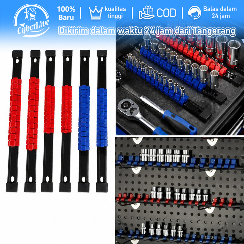 6pcs Socket Rail Tempat Socket Mata Kunci Socket Holder Adjustable Organizer Tools