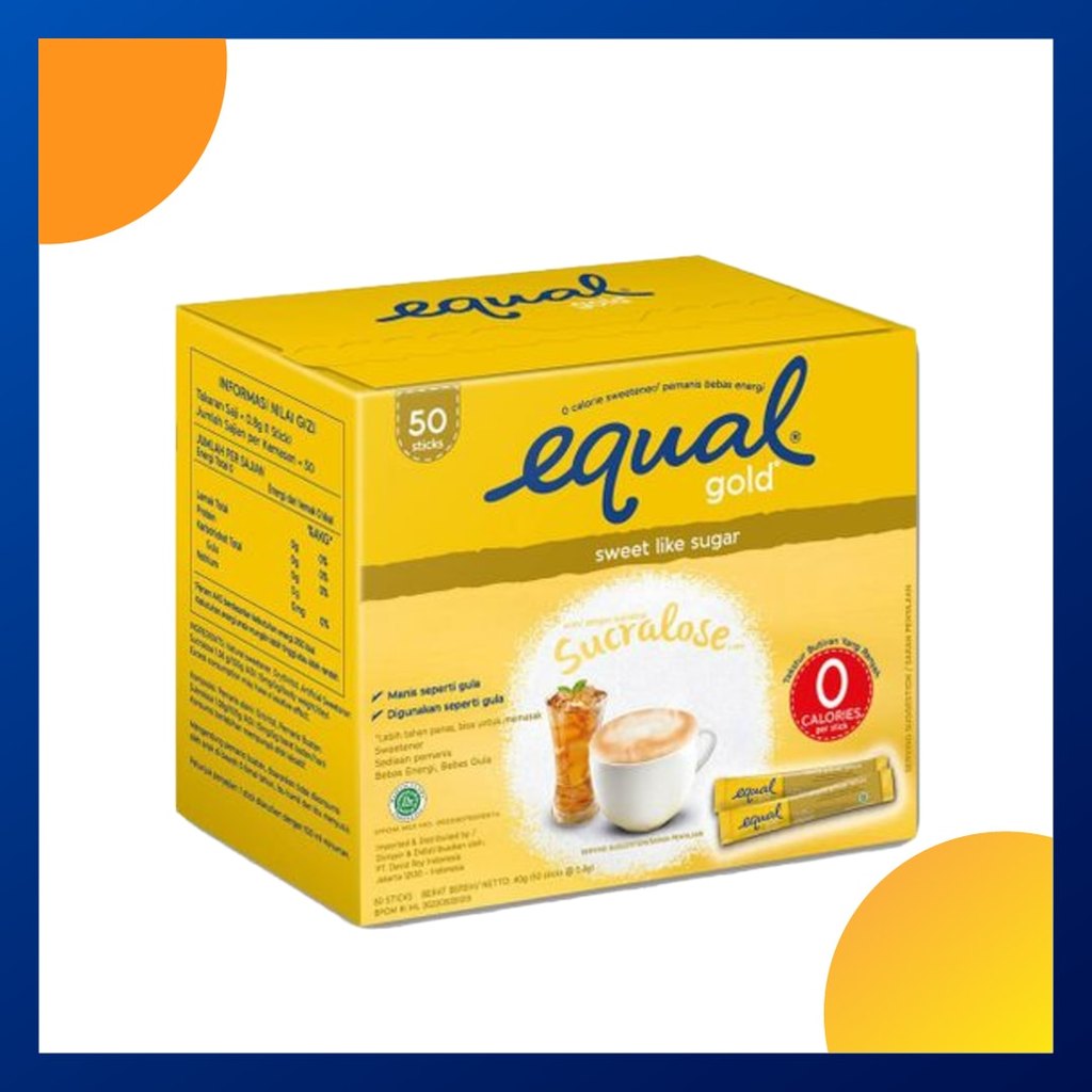 Equal Gold Sweetener 0.8 Gram Box 50 Sticks
