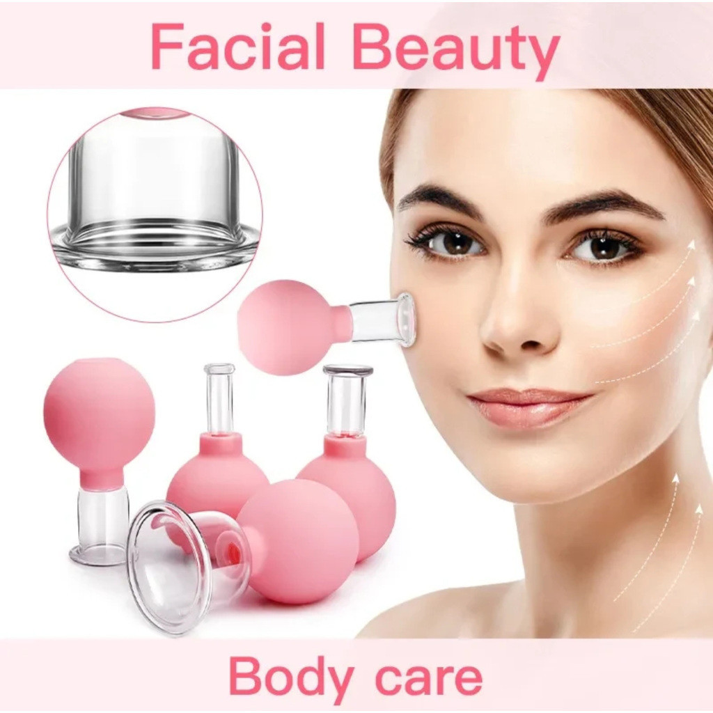 Set Facial Vacuum Cup Alat Bekam Wajah Kaca Profesional Untuk Perawatan Kulit Spa Anti Aging