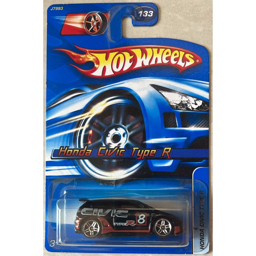 Hotwheels Regular Blue Card 2006 133 Black Honda Civic Type R (Jazz) Original Mattel