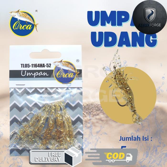Umpan Softlure Udang Orca 5pcs Gliter Meling & GITD - Glitter