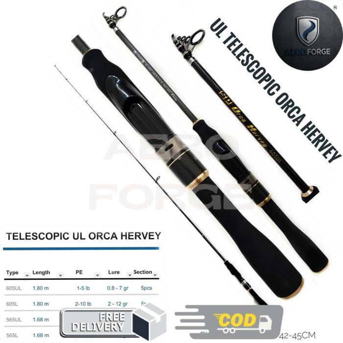 Joran Ultralight Telescopic Orca Hervey 565L dan 605UL Ringan Carbon Lure - 605UL
