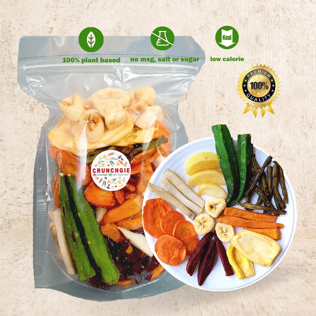 (Edoc3) 325gr Pouch Keripik Buah Sayur Renyah | Keripik Buah | Kripik Sayur | Buah Kering | Snack Sa