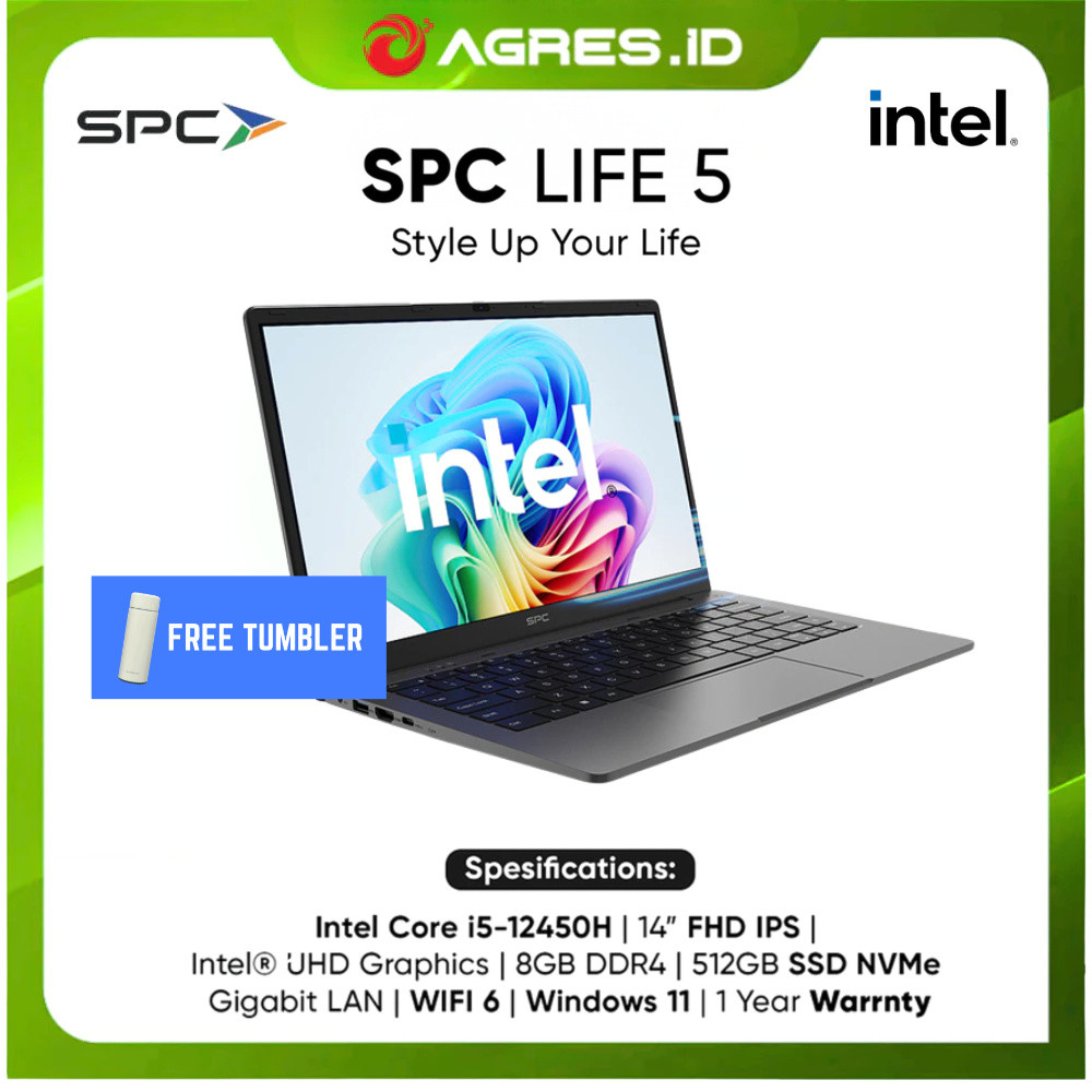 LAPTOP SPC Life 5 Core I5 12450H - RAM 16GB 512GB Windows 11 14.0FHD IPS