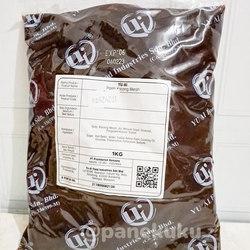 Yu Ai selai RED BEAN/ kacang merah repack 250 gram Isi filling mooncake pasta/ paste, bakpao,