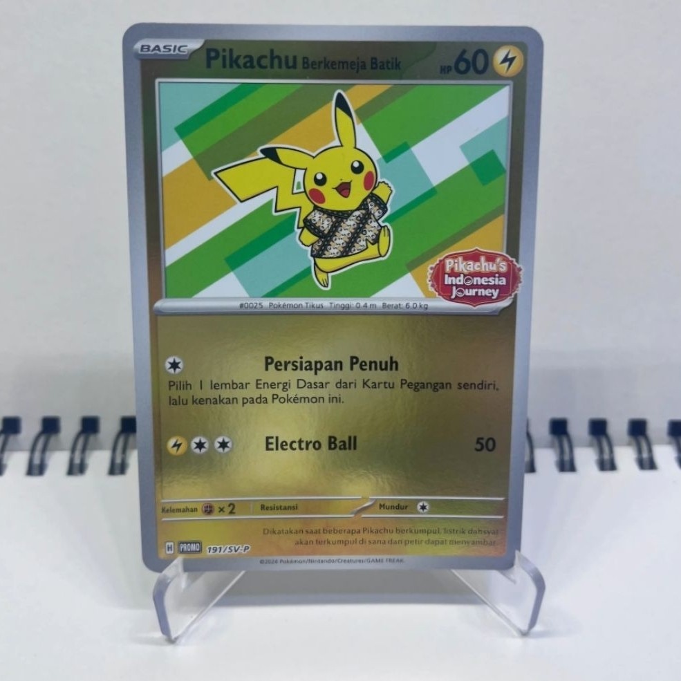 Pikachu Batik Hijau Holo - Kartu Pokemon TCG Indonesia - Scarlet & Violet Promo | 191/SV-P | Berkeme