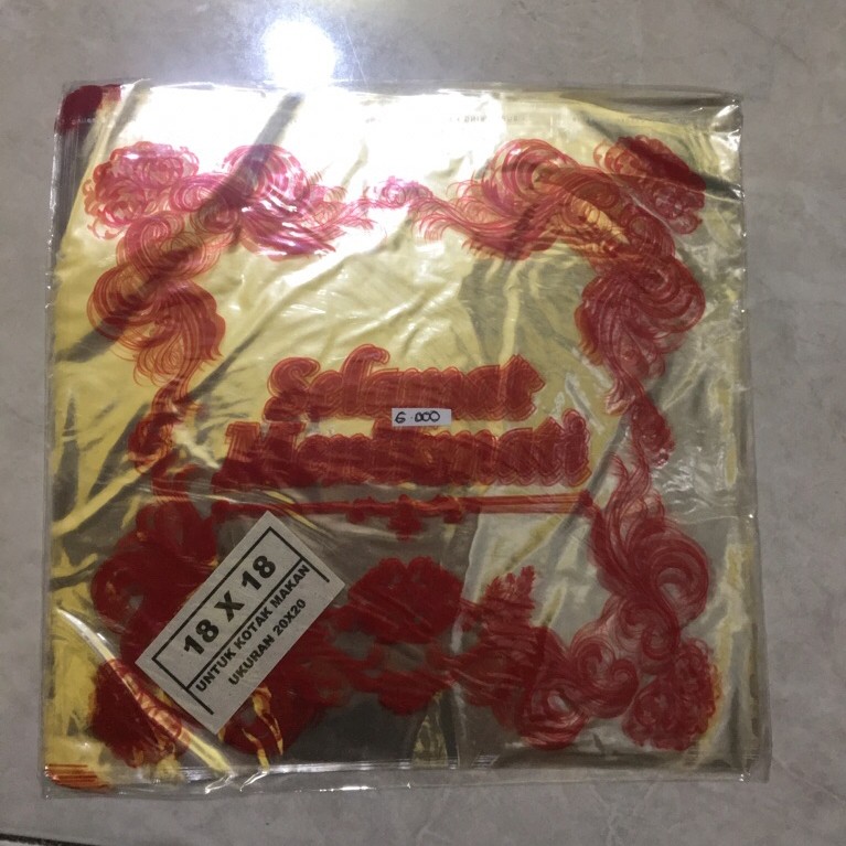 Plastik Selamat Menikmati 18x18 untuk Nasi Kotak / Plastik Lemek Nasi Box