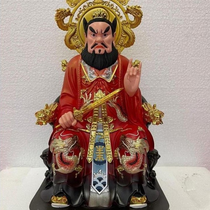 patung dewa zhang tian shi / tio tian shi / - duduk - kursi naga - 12 inch - fiber