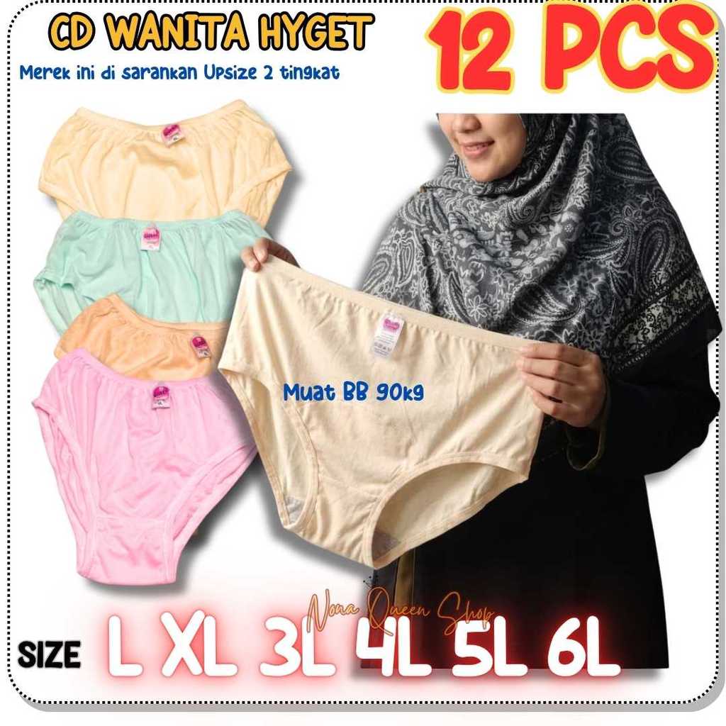 12 PCD Celana Dalam Wanita Bahan Hyget CD Anak Remaja Dewasa Jumbo Polos Cantik CD Haid Nifas
