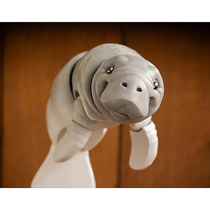 Cuero Mainan Sea Cow Dugong Manatee Artikulasi Flexi Figur Hewan Laut Unik