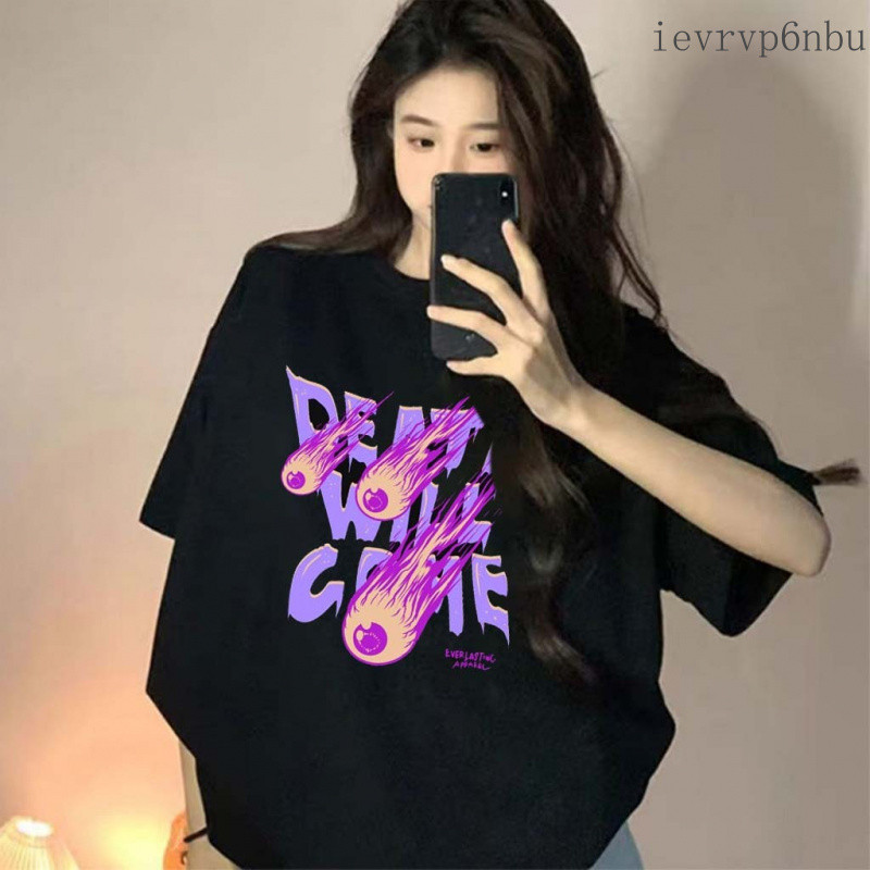 Pola desain huruf api ungu gaya Harajuku | Kaos Cotton Combed 24s | Kaos Oversize Wanita | Kaos Leng