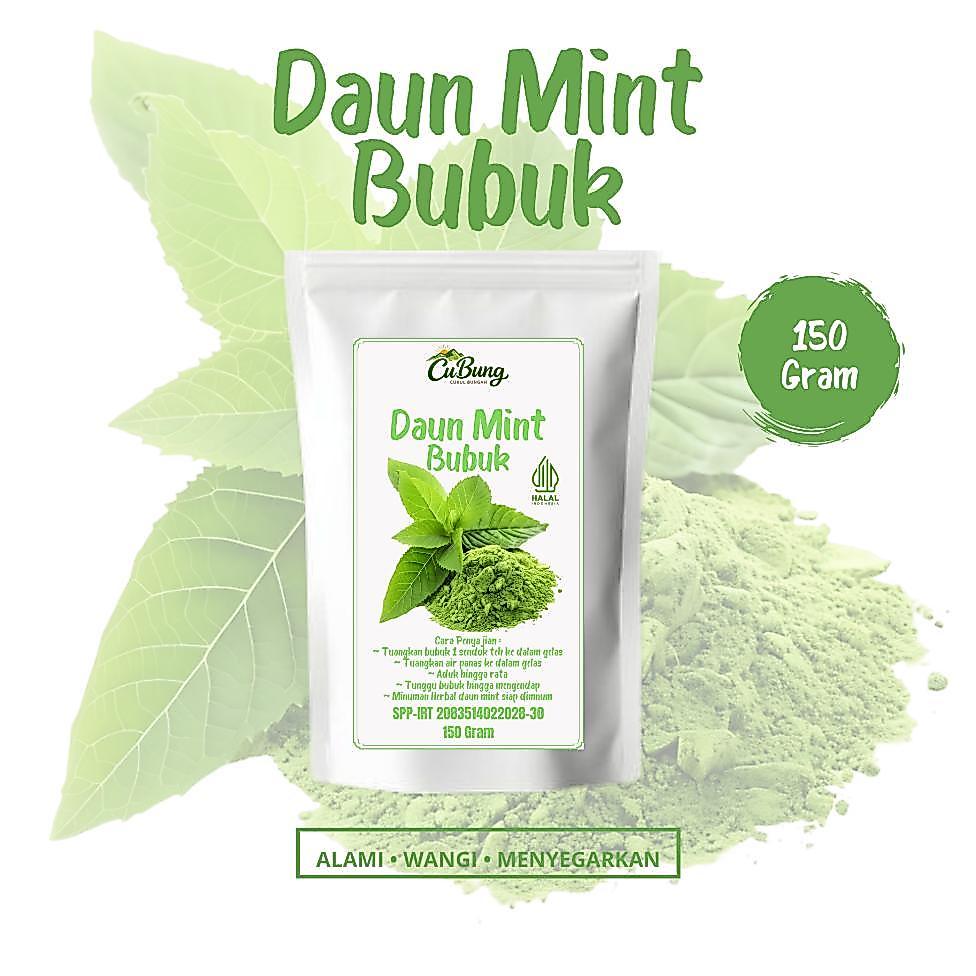 Ready Stock CuBung Daun Mint Bubuk 150 Gram - Daun Mint Bubuk Alami