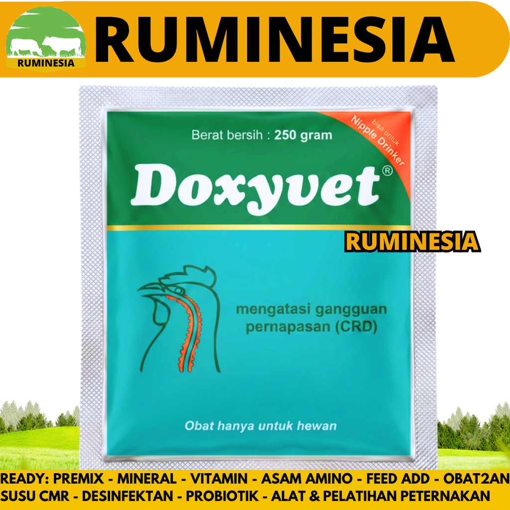 DOXYVET 100 GRAM DAN DOXYVET 250 GRAM MEDION - Obat Ayam Burung Ngorok CRD Flu Infeksi Pernafasan