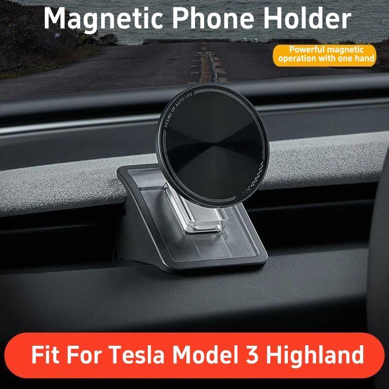Dudukan Ponsel Magnetik untuk Tesla Model 3 Highland 2024, Dudukan Ponsel untuk iPhone 15 14 13 seri