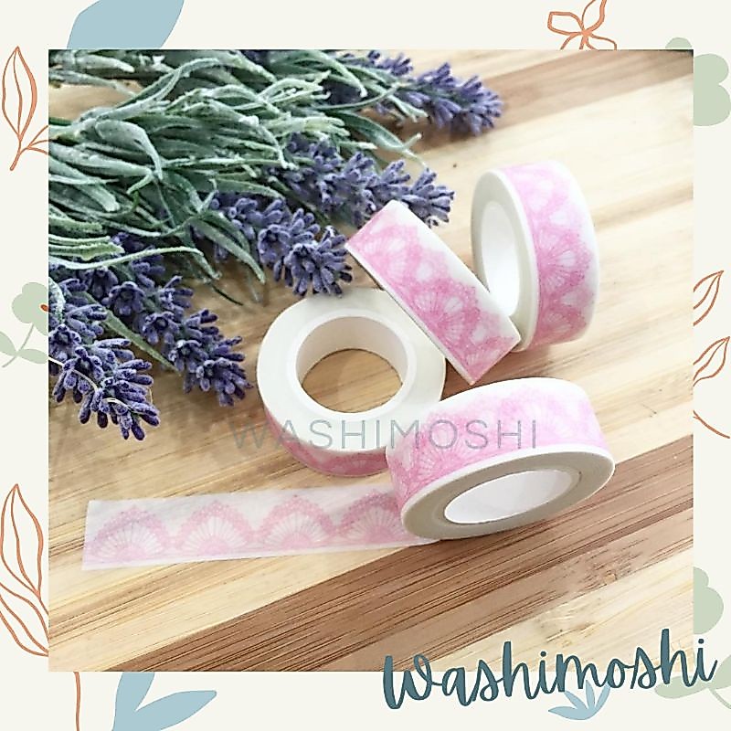 Washimoshi Masking Washi Tape Lace soft Pink