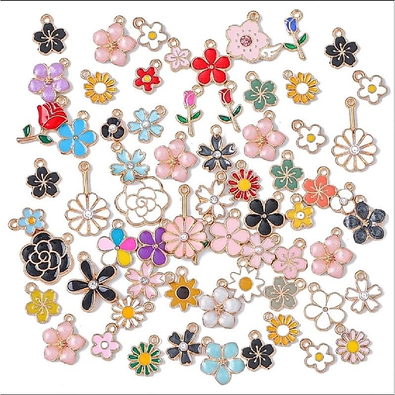 CHARM ENAMEL BUNGA PAKET BUNGA 10PCS