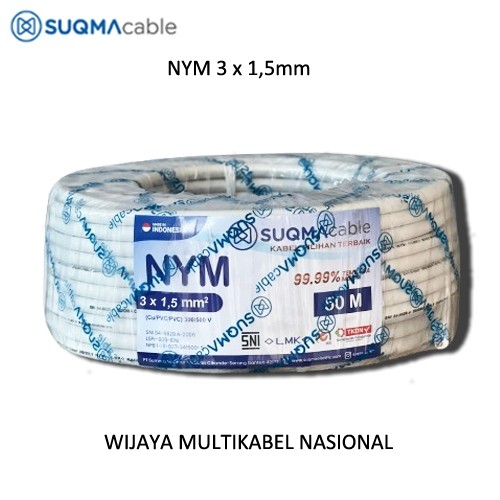 SUQMA / SUPREME CABLE - NYM 3 x 1,5mm (50 - 100 Meter) - Kabel Listrik Tembaga Kawat Murni - SNI - L