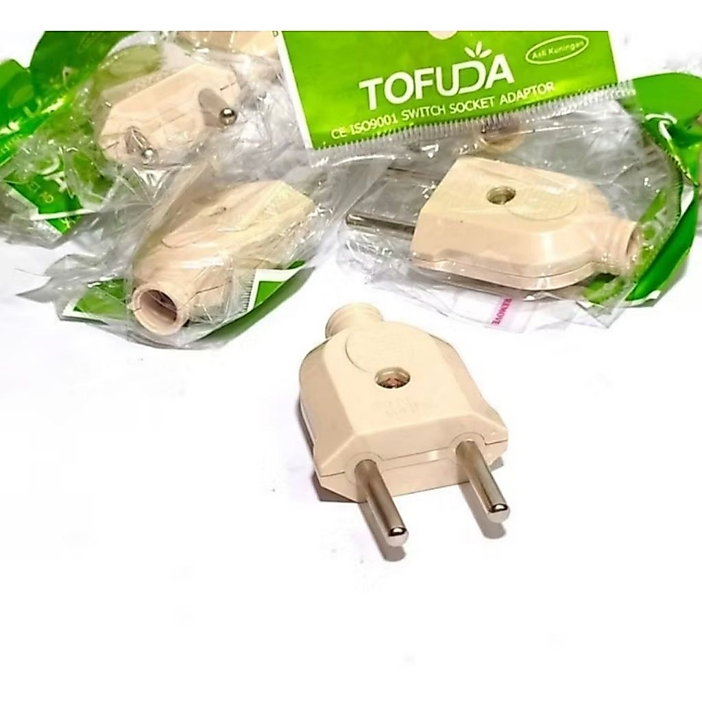Steker mini   TOFUDA T205 Steker gepeng putih Colokan gepeng