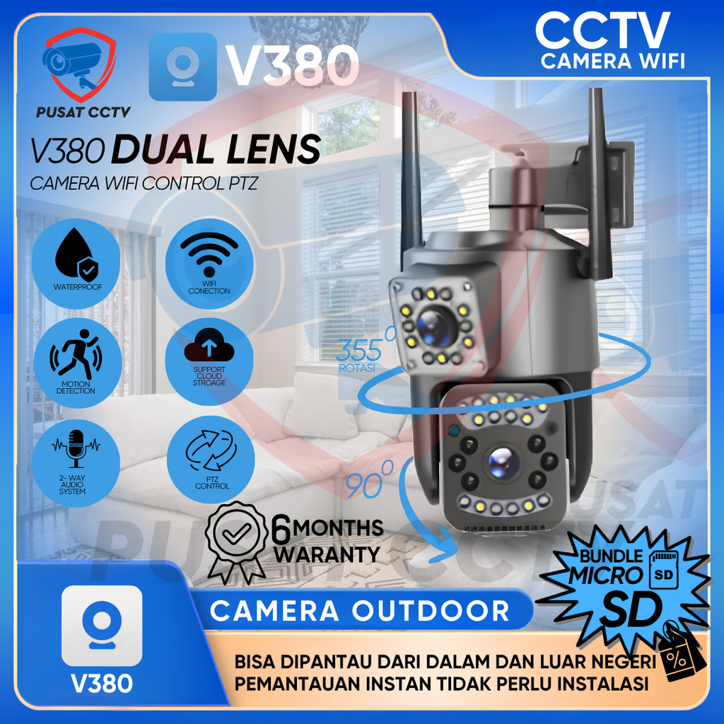 CCTV V380 PRO OUTDOOR IP PTZ DUAL LENSAWIFI CAMERA IP66 WATERPROOF SMART CAMERA