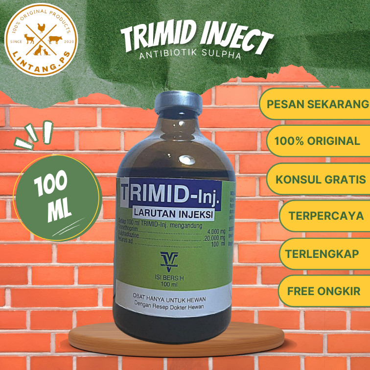 (zuper day) Trimid 100ml Injeksi - Sulfa Injeksi - Antibiotik Hewan - Sulpha Injeksi - Obat injeksi 