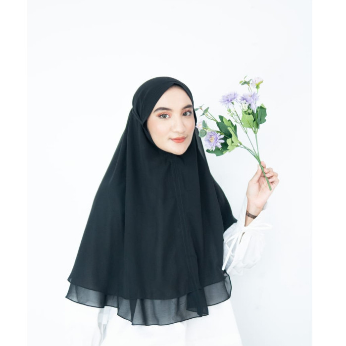 Terbaru Hijab Khimar 2 Layer Ceruty Babydoll / Khimar Oval 2 Layer / Hijab Syari / Hijab Instan / Ce