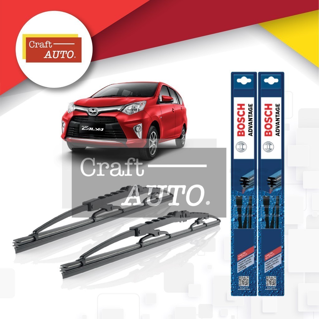 (mesin turbo) Wiper Mobil Sepasang (2pcs) Bosch Advantage Toyota Calya Ukuran 22" & 17"
