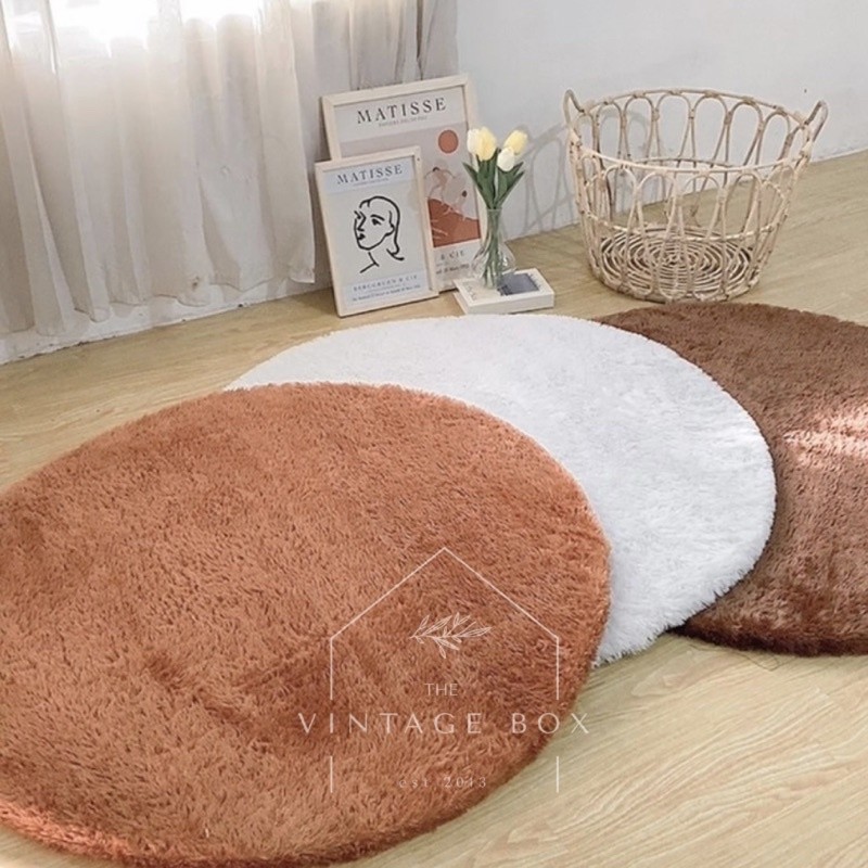 (you & i) [JUMBO 150cm] KARPET BULU BULAT WOOL RASFUR SURPET BIG SIZE DIAMETER 150cm ANTI RONTOK VIN