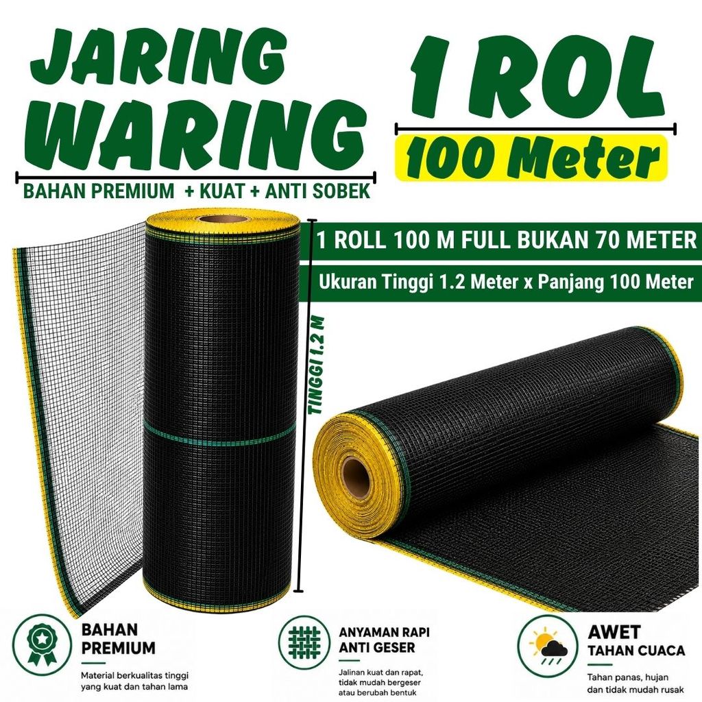 Waring Pagar Ayam Murah Ukuran Panjang 100 Meter x Tinggi 1,2 Meter / Jaring Waring Panjang 100 Mete