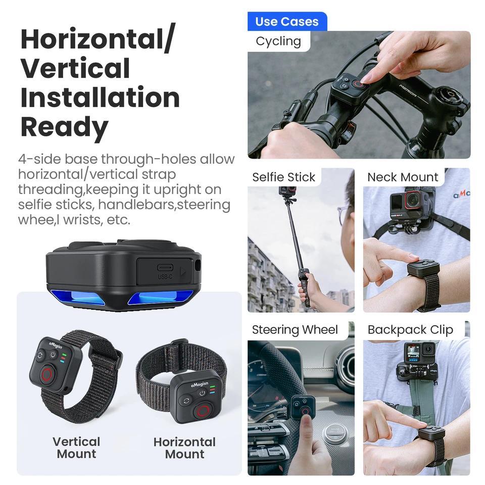 Remote Control Bluetooth aMagisn untuk Kamera Olahraga Insta 360 X5 X4 X3 X2 GO3S Ace Pro 2 GoPro He