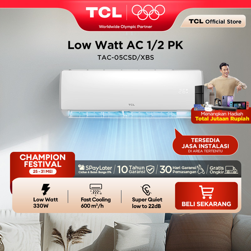 TCL AC TAC 05 CSD/XB 0.5 PK AC Low Watt [INDOOR + OUTDOOR ONLY] - 1/2 PK Mini Full Set - 1 2 PK Baru