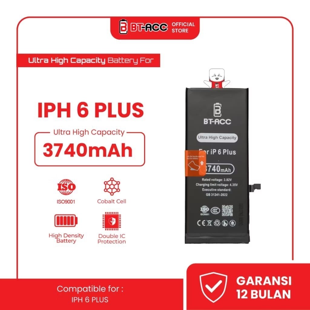 Bt Acc Ultra High CapaCity / Baterai Batre Premium 100% iPhone 6 Plus With 3740 Mah Baterai Batre Or